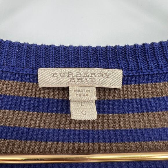 Burberry Blue and Brown Striped Sweater - Picture 2 of 6